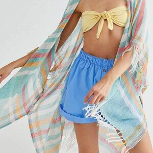 $88 Free People Turquoise Striped Beach Coverup Kimono